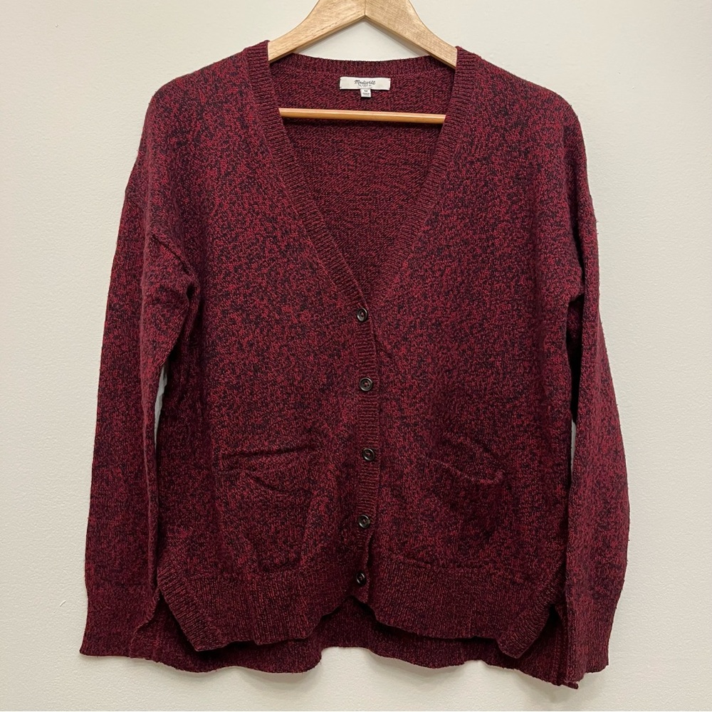 Madewell Landscape Cardigan Sweater - red/burgundy